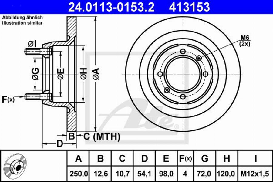 ATE 413153 - Спирачен диск vvparts.bg