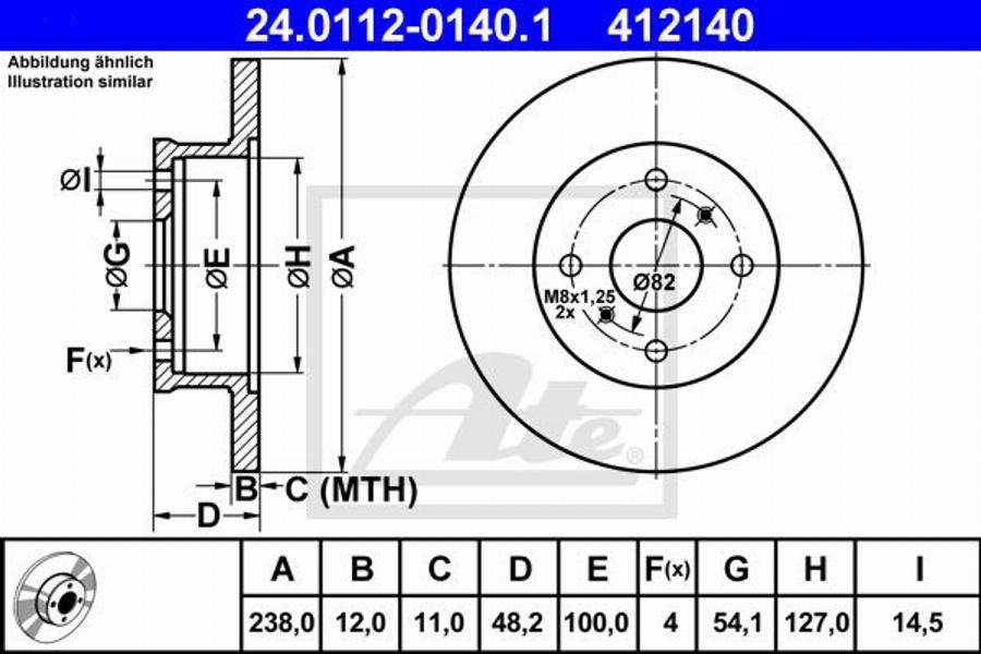 ATE 412140 - Спирачен диск vvparts.bg