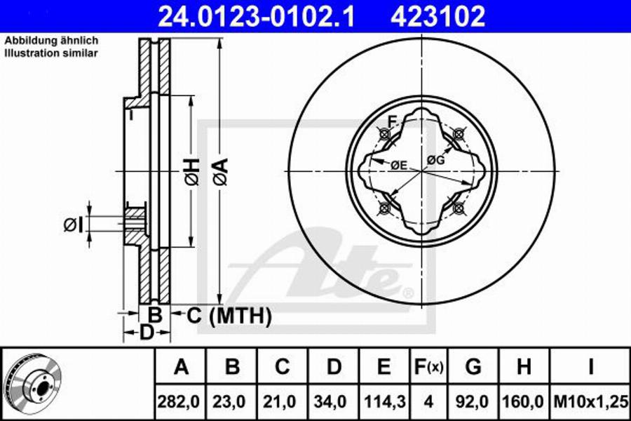 ATE 423102 - Спирачен диск vvparts.bg