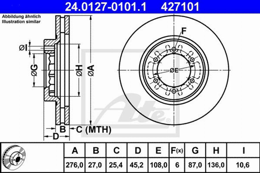 ATE 427101 - Спирачен диск vvparts.bg