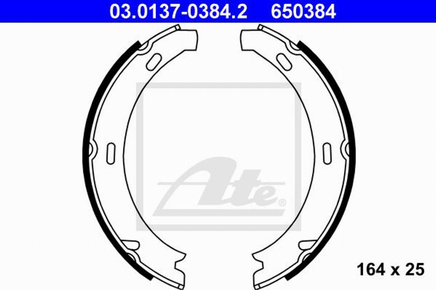 ATE 650384 - Комплект спирачна челюст, ръчна спирачка vvparts.bg