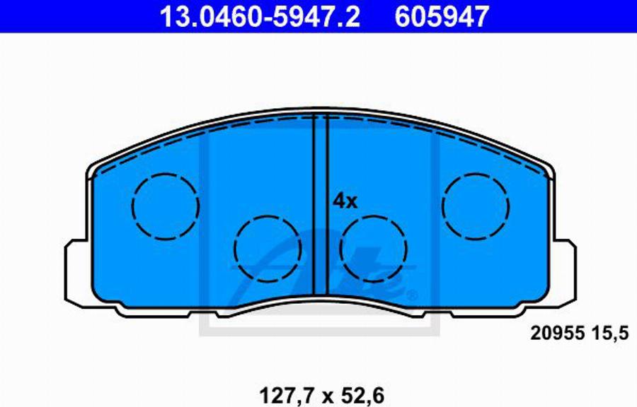 ATE 605947 - Комплект спирачно феродо, дискови спирачки vvparts.bg