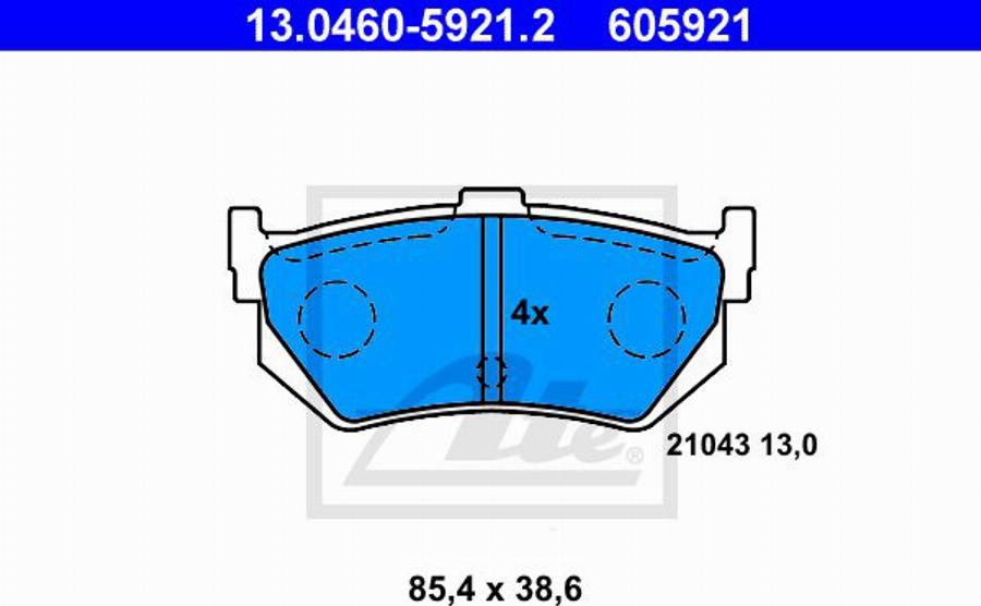 ATE 605921 - Комплект спирачно феродо, дискови спирачки vvparts.bg