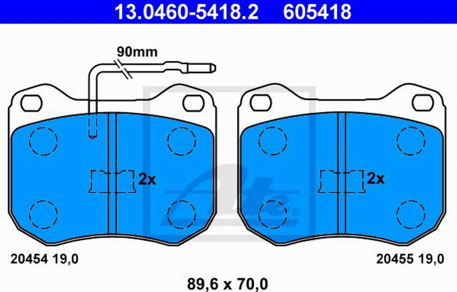 ATE 605418 - Комплект спирачно феродо, дискови спирачки vvparts.bg