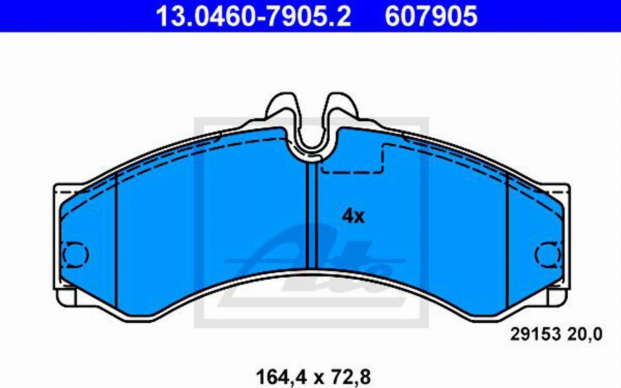 ATE 607905 - Комплект спирачно феродо, дискови спирачки vvparts.bg