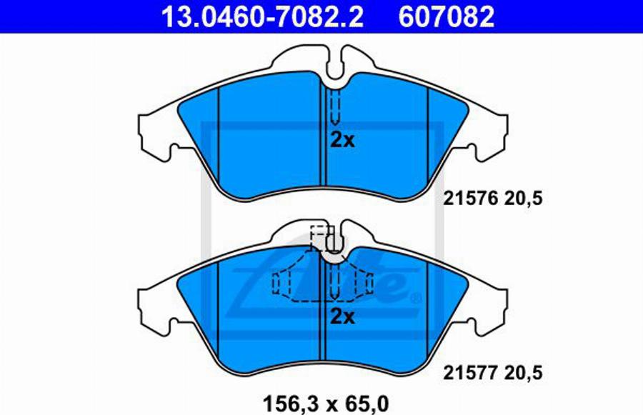 ATE 607082 - Комплект спирачно феродо, дискови спирачки vvparts.bg