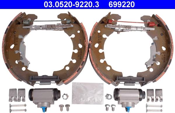 ATE 03.0520-9220.3 - Комплект спирачна челюст vvparts.bg