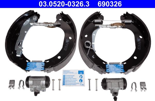ATE 03.0520-0326.3 - Комплект спирачна челюст vvparts.bg