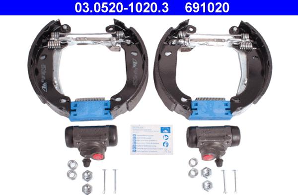 ATE 03.0520-1020.3 - Комплект спирачна челюст vvparts.bg