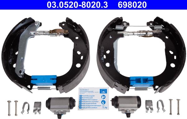 ATE 03.0520-8020.3 - Комплект спирачна челюст vvparts.bg