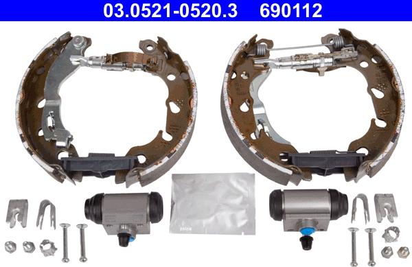 ATE 03.0521-0520.3 - Комплект спирачна челюст vvparts.bg