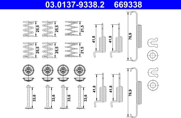 ATE 03.0137-9338.2 - Комплект принадлежности, челюсти за ръчна спирачка vvparts.bg