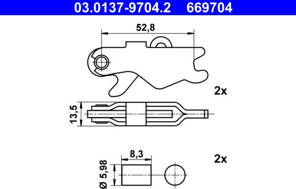 ATE 03.0137-9704.2 - Комплект принадлежности, челюсти за ръчна спирачка vvparts.bg