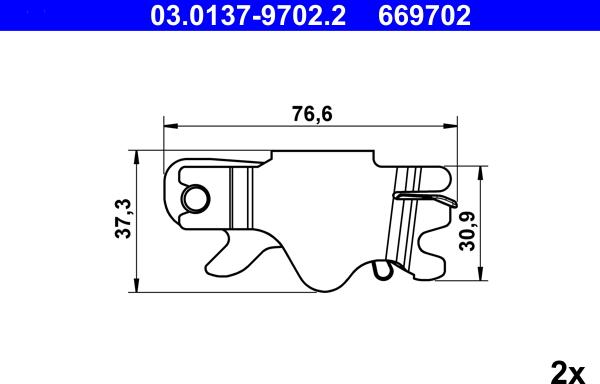 ATE 03.0137-9702.2 - Комплект принадлежности, челюсти за ръчна спирачка vvparts.bg