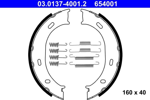 ATE 03.0137-4001.2 - Комплект спирачна челюст, ръчна спирачка vvparts.bg