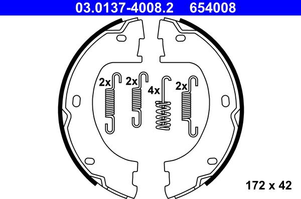 ATE 03.0137-4008.2 - Комплект спирачна челюст, ръчна спирачка vvparts.bg