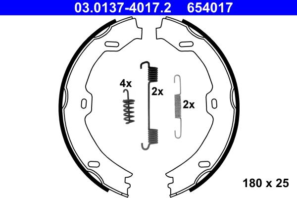 ATE 03.0137-4017.2 - Комплект спирачна челюст, ръчна спирачка vvparts.bg