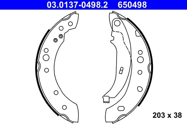 ATE 03.0137-0498.2 - Комплект спирачна челюст vvparts.bg