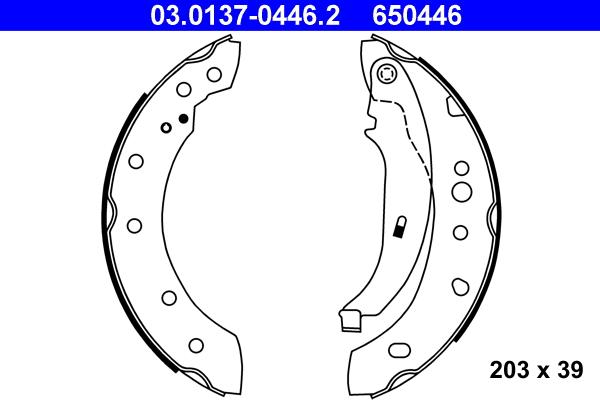 ATE 03.0137-0446.2 - Комплект спирачна челюст vvparts.bg