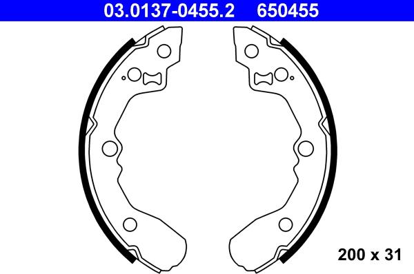 ATE 03.0137-0455.2 - Комплект спирачна челюст vvparts.bg