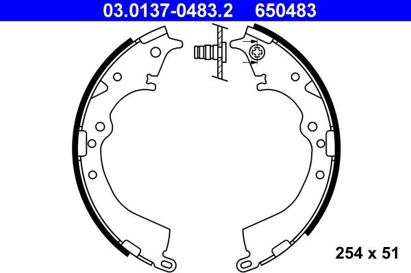 ATE 03.0137-0483.2 - Комплект спирачна челюст vvparts.bg