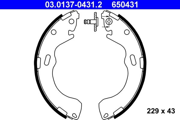 ATE 03.0137-0431.2 - Комплект спирачна челюст vvparts.bg