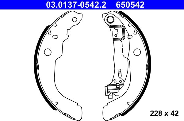 ATE 03.0137-0542.2 - Комплект спирачна челюст vvparts.bg