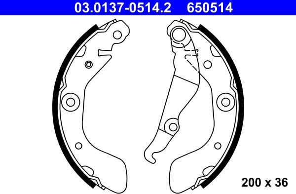 ATE 03.0137-0514.2 - Комплект спирачна челюст vvparts.bg