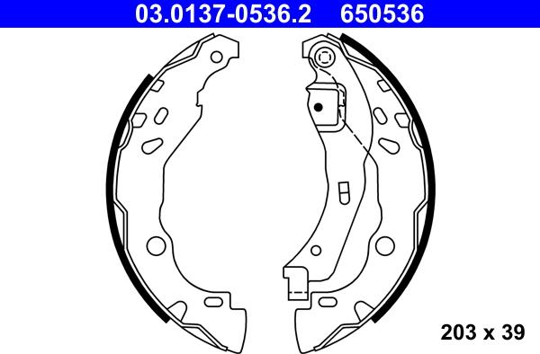 ATE 03.0137-0536.2 - Комплект спирачна челюст vvparts.bg