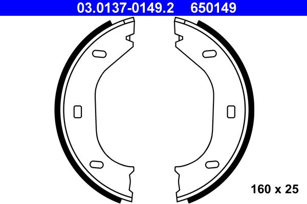 ATE 03.0137-0149.2 - Комплект спирачна челюст, ръчна спирачка vvparts.bg