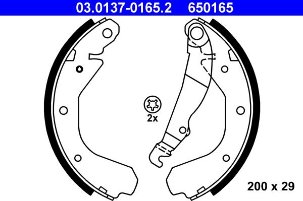 ATE 03.0137-0165.2 - Комплект спирачна челюст vvparts.bg