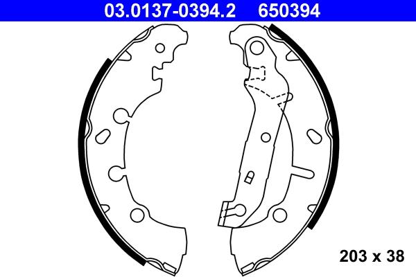 ATE 03.0137-0394.2 - Комплект спирачна челюст vvparts.bg