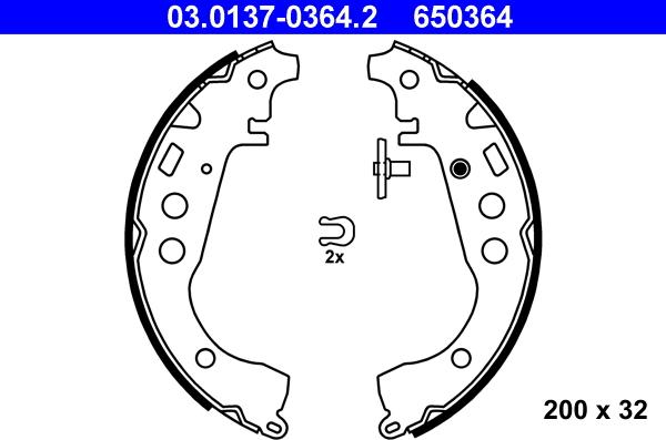 ATE 03.0137-0364.2 - Комплект спирачна челюст vvparts.bg