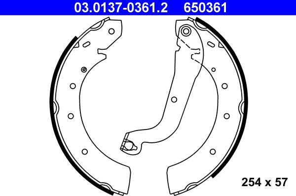 ATE 03.0137-0361.2 - Комплект спирачна челюст vvparts.bg