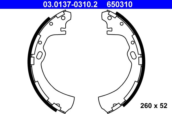 ATE 03.0137-0310.2 - Комплект спирачна челюст vvparts.bg