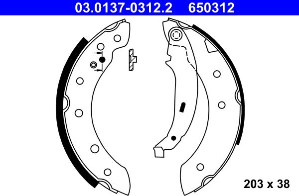 ATE 03.0137-0312.2 - Комплект спирачна челюст vvparts.bg