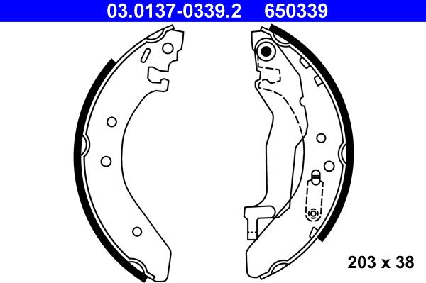 ATE 03.0137-0339.2 - Комплект спирачна челюст vvparts.bg