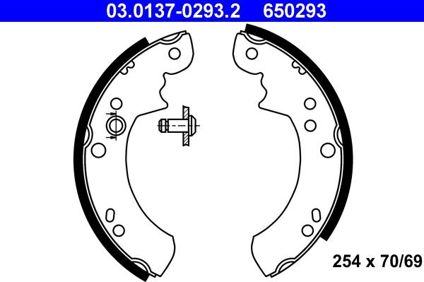 ATE 03.0137-0293.2 - Комплект спирачна челюст vvparts.bg