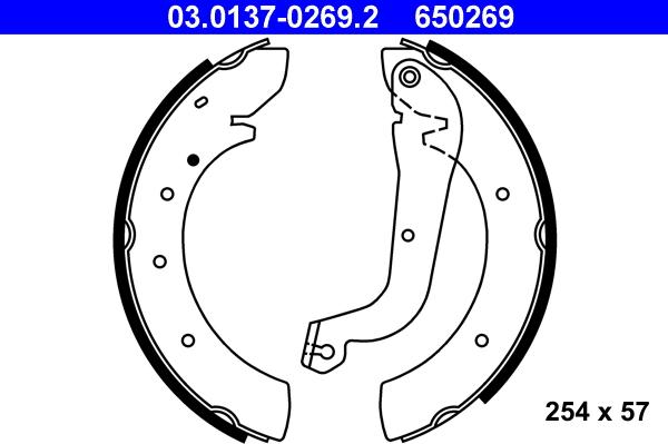 ATE 03.0137-0269.2 - Комплект спирачна челюст vvparts.bg