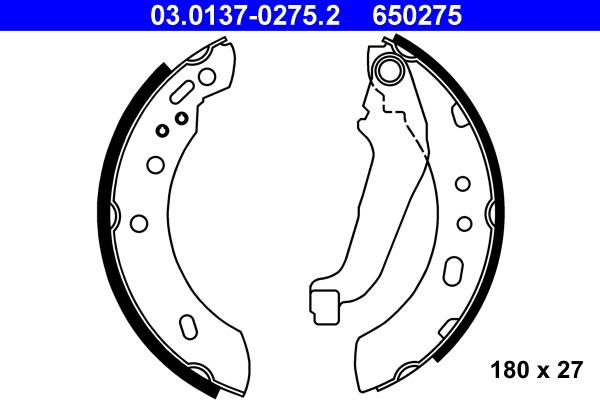 ATE 03.0137-0275.2 - Комплект спирачна челюст vvparts.bg