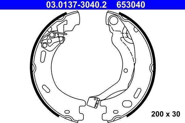 ATE 03.0137-3040.2 - Комплект спирачна челюст, ръчна спирачка vvparts.bg