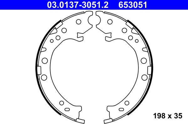 ATE 03.0137-3051.2 - Комплект спирачна челюст, ръчна спирачка vvparts.bg