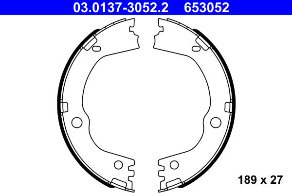 ATE 03.0137-3052.2 - Комплект спирачна челюст, ръчна спирачка vvparts.bg