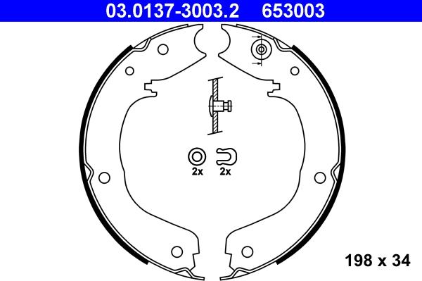 ATE 03.0137-3003.2 - Комплект спирачна челюст, ръчна спирачка vvparts.bg