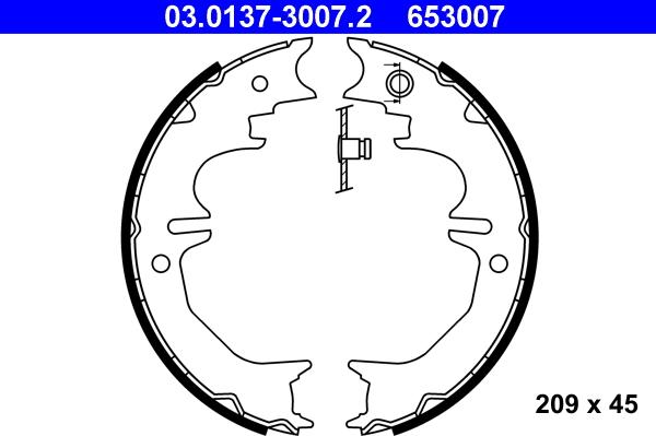 ATE 03.0137-3007.2 - Комплект спирачна челюст, ръчна спирачка vvparts.bg