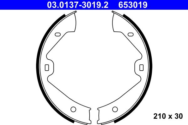 ATE 03.0137-3019.2 - Комплект спирачна челюст, ръчна спирачка vvparts.bg