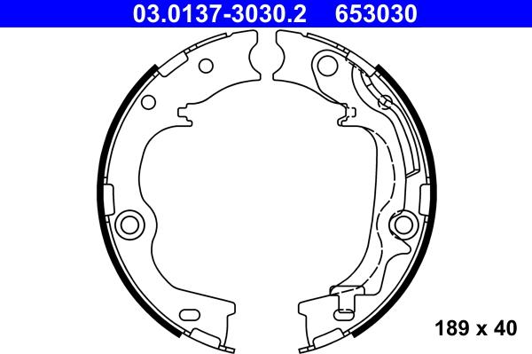 ATE 03.0137-3030.2 - Комплект спирачна челюст, ръчна спирачка vvparts.bg