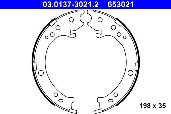 ATE 03.0137-3021.2 - Комплект спирачна челюст, ръчна спирачка vvparts.bg