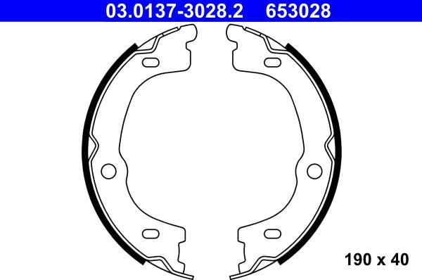 ATE 03.0137-3028.2 - Комплект спирачна челюст, ръчна спирачка vvparts.bg