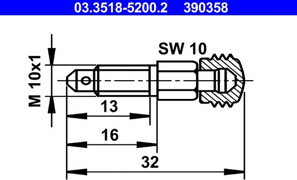 ATE 03.3518-5200.2 - Винт на клапан за обезвъздушаване, vvparts.bg